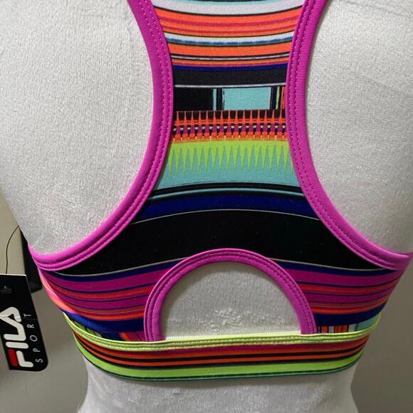 FILA Sport Bra Size Small Bright Striped Colors Racerback Running NEW WITH TAGS - Picture 11 of 12